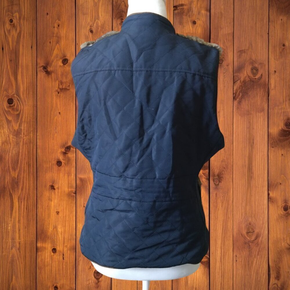 Vintage America Blues Women’s Medium Soft Faux Fur Zip Front Side Panel Vest - Picture 3 of 3